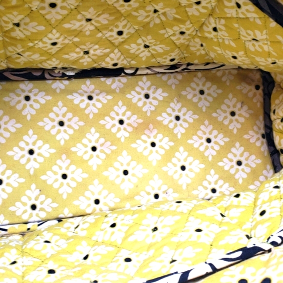 Vera Bradley Tote Bag Purse - Black Gray White Green Floral Baroque - Picture 13 of 16